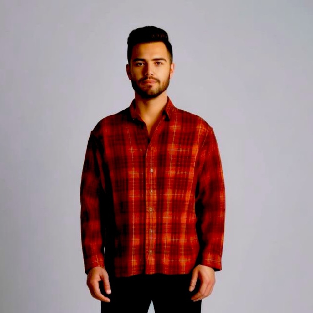 David Taylor Men's Red Plaid Shirt M